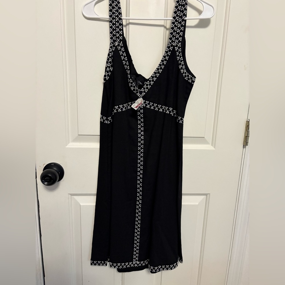 NWT Rachel Zoe Black Maxi Dress with White Pattern